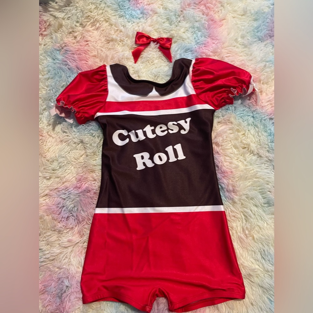 Dance Inked Cutsey Roll puff sleeve Biketard